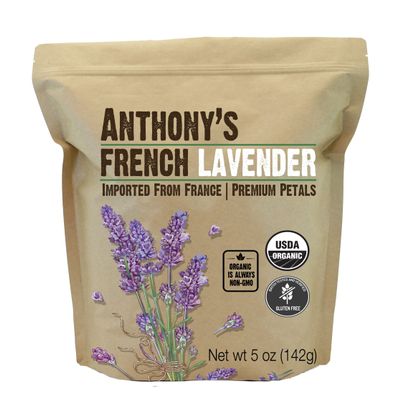 Anthony's Organic French Lavender Petals, 5 oz, Extra Grade, Dried, Gluten Free & Non GMO