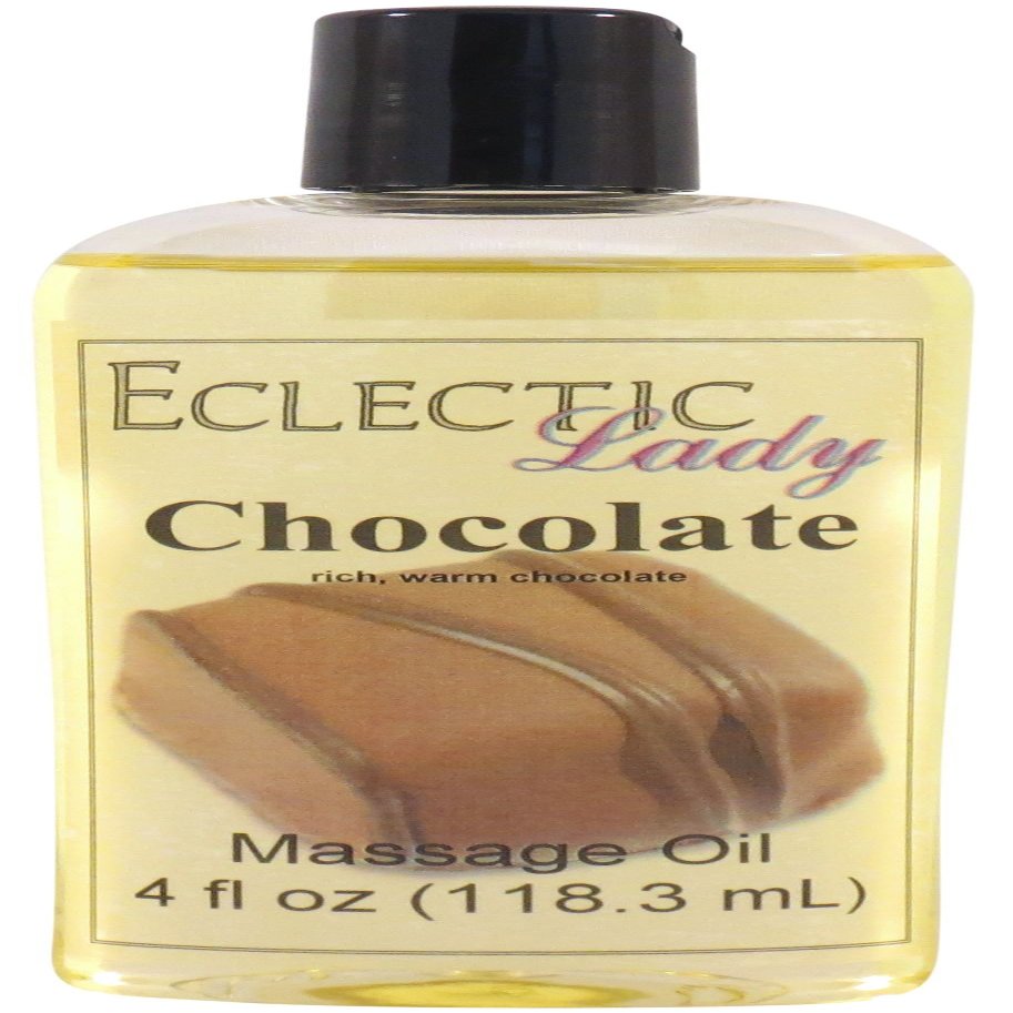 Chocolate Massage Oil, 4 oz, With Sweet Almond Oil and Jojoba Oil, Preservative Free, Perfect for Aromatherapy and Relaxation