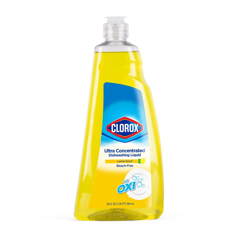 Clorox Ultra Concentrated Liquid Dish Soap with OXI, Lemon Scent - Dishwashing Detergent, Bleach-Free Formula Powers Through Grease, 26 Fl Oz