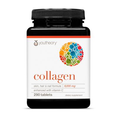 Youtheory Advanced Collagen - 6,000 mg Hydrolyzed Collagen Peptides - Includes Antioxidants & Contains Vitamin C - Hair Growth, Nails, Joint Health & Bone Support* - 290 Tablets (48-Day Supply)