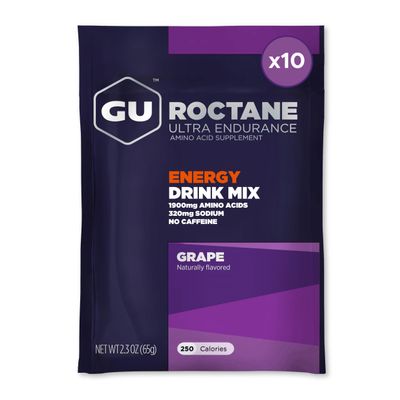 GU Energy Roctane Ultra Endurance Energy Drink Mix, Vegan, Gluten-Free, Kosher, Caffeine- Free, and Dairy-Free n-the-Go Energy for Any Workout, 10 Single-Serving Packets, Grape