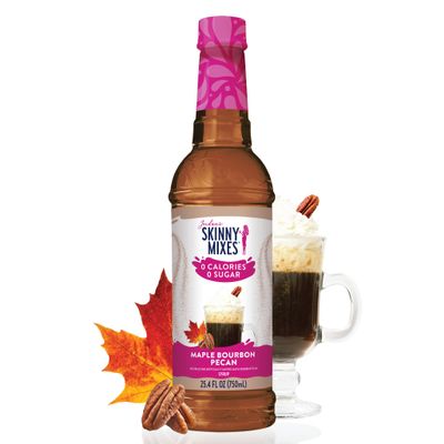 Jordan's Skinny Mixes Sugar Free Coffee Syrup, Holiday Maple Bourbon Pecan Coffee Flavoring Syrup, Zero Calorie Drink Mix for Lattes, Baking, Protein Shake, Dairy & Gluten Free, Kosher, 25.4 Fl Oz
