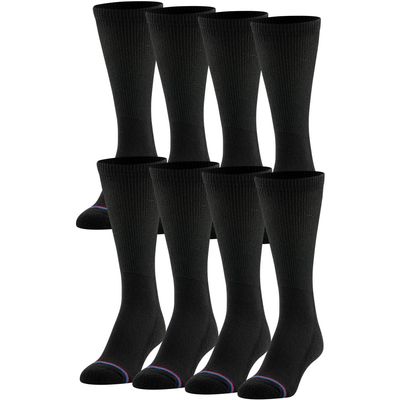 MediPeds unisex-adult Crew Socks With Non-Binding Top and Cushion, Multipairs, Black (8-pairs), Shoe Size: Men's 7-12; Women's 10-13