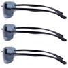 Pink Ribbon Shades, Inc. 3 Pair Sport Wrap Rimless Bifocal (3 Pair Black, 2.00) view 3