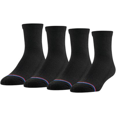 MediPeds unisex-adult Quarter Socks With Non-Binding Top and Cushion, Multipairs, Black (4-pairs), Shoe Size: Men's 6-9; Women's 6-10