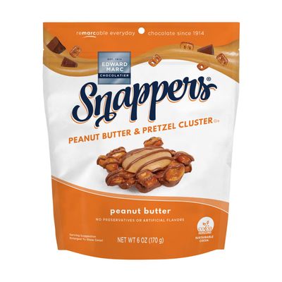Edward Marc Snappers Peanut Butter & Pretzels Cluster - Crunchy Pretzel Snack With Milk Chocolate For Adults And Kids - 6 oz (pack of 1)