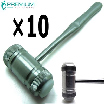 10 Pcs Superior Dental Mallet 7.5" Head 7.29oz W/ 2 Replaceable Nylon Caps Hammer Orthodontics Instruments