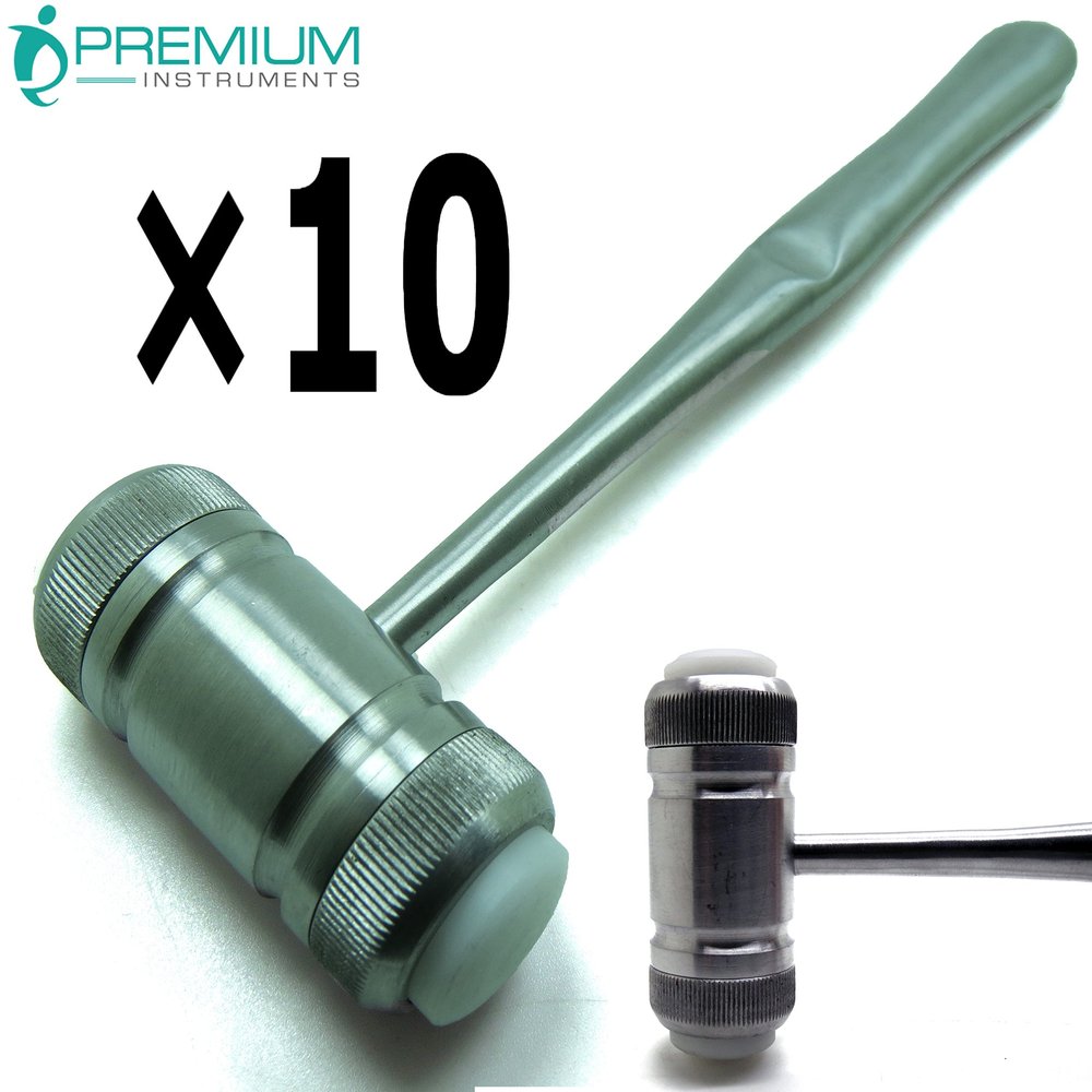 10 Pcs Superior Dental Mallet 7.5" Head 7.29oz W/ 2 Replaceable Nylon Caps Hammer Orthodontics Instruments