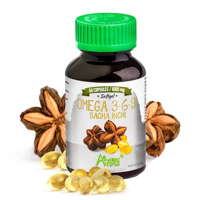 Amazon Andes Sacha Inchi Oil Softgels 1000mg - Omega 3 6 9 Fatty Acids - 60 Capsules - Cold Pressed Virgin Inca Peanut Oil from Peru - Plukenetia Volubilis - Vegan Plant Based Non-GMO
