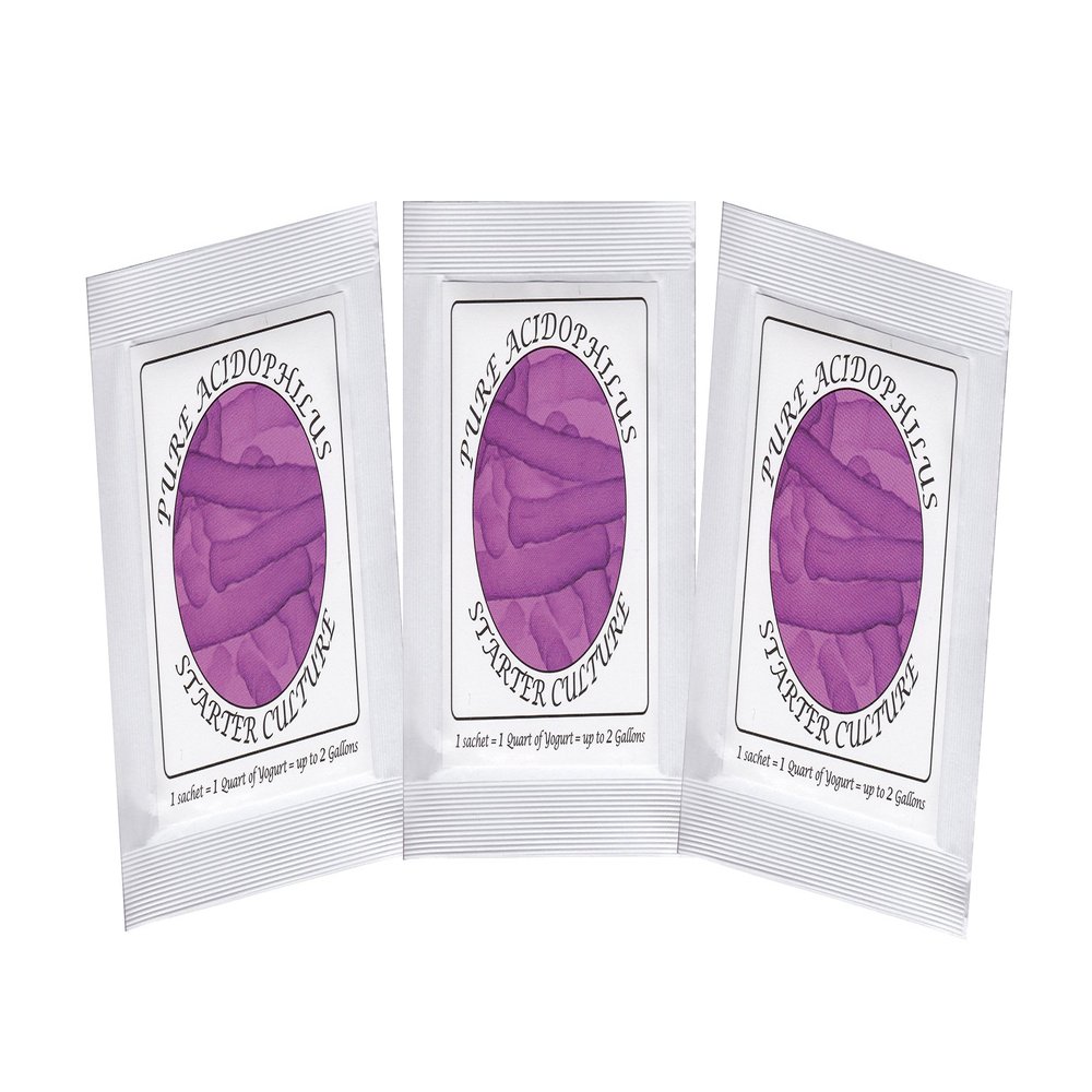 Yogurt Starter Cultures - Pack of 3 Freeze-dried Culture Sachets for Pure Acidophilus Yogurt (3)
