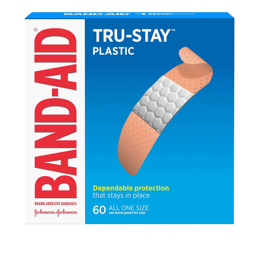 BAND-AID Brand TRU-STAY Plastic Bandages All One Size, 60 Count