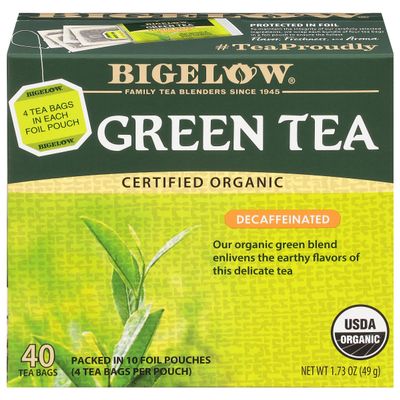 Bigelow Tea Decaffeinated Organic Green Tea Bags, 40 ct