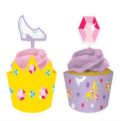 12-Count Cupcake Pick Decorations and Baking Cup Wrappers, Castle Fun