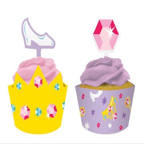 12-Count Cupcake Pick Decorations and Baking Cup Wrappers, Castle Fun