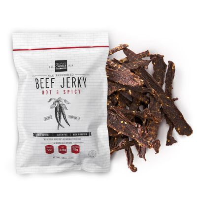 Peoples Choice Beef Jerky  Old Fashioned  Hot & Spicy  Sugar Free, Zero Carb, 15g Protein, Keto Friendly  Dry Texture  Made in USA  1 Pound (16 oz) Bag