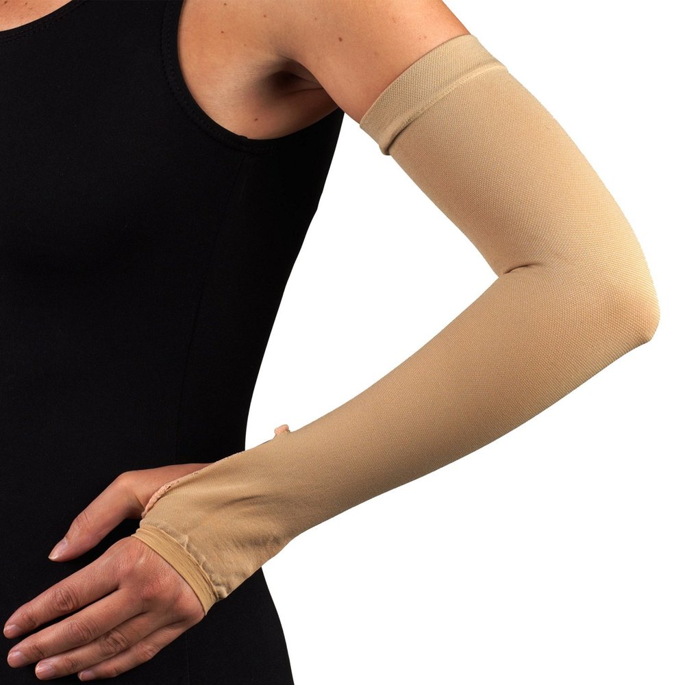 Truform-OTC Compression Arm Sleeve with Gauntlet with Thumbhole, Lymphedema Post-Op Support, Large