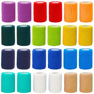 Juvale Vet Wrap - Self-Adherent Support for Sprains with Compression Bandage - Pet & Equine Care with Elastic Bandage Wrap - Athletic Support with Sports Tape - 3 in x 5 yd, Pack of 24, 12 Colors