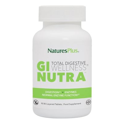 NaturesPlus GI Natural Total Digestive Wellness - 90 Bi-Layered Tablets - with L-Glutamine, Probiotics, Prebiotics & Enzymes - Gluten Free - 30 Servings