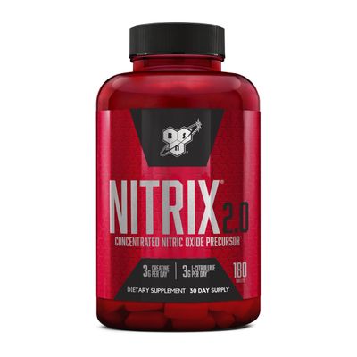 BSN NITRIX 2.0, Workout Supplement, Nitric Oxide Precursors, 3g Creatine, 3g L Citrulline, L-Citrulline, Supports Workout Performance, Pumps, Muscle Recovery and Endurance, 180 Tablets, 60 Servings