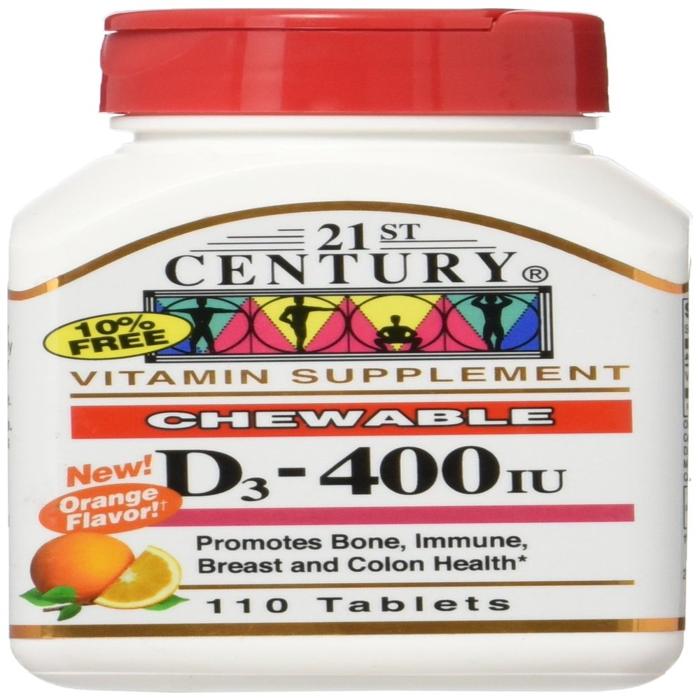 21st Century Chewable Vitamin D3, Orange, 10 mcg (400 IU), 110 Tablets