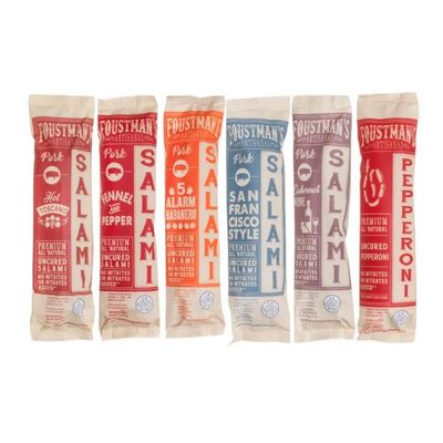 Foustman's Salami Mix Variety Artisanal, Includes Nitrate-Free, Naturally Cured, Gluten-Free, Dairy-Free, Pack of 6 Salamis