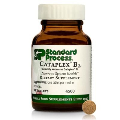 Standard Process Inc. Cataplex B2 - Whole Food Nervous System Supplements, Metabolism, Brain Supplement and Liver Support with Calcium Lactate, Riboflavin, Wheat Germ, Choline - 90 Tablets
