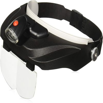 Carson Pro Series MagniVisor Deluxe Head-Worn LED Lighted Magnifier with 4 Different Lenses (1.5x, 2x, 2.5x, 3x) (CP-60)