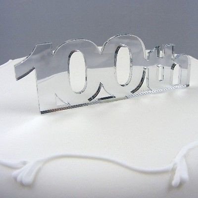 100th Cake Topper Mirror - 6cm with 4cm spike