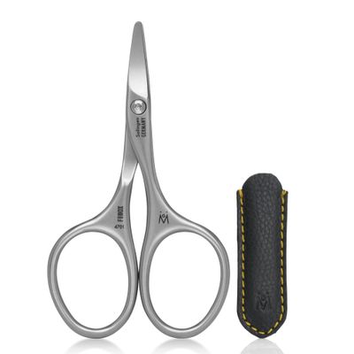 GERMANIKURE Rounded Safety Nail Scissors - FINOX Surgical Stainless Steel baby scissors and Manicure Tools in Leather Case - Self Grooming Scissors for nails Ethically Made in Solingen Germany - 4701