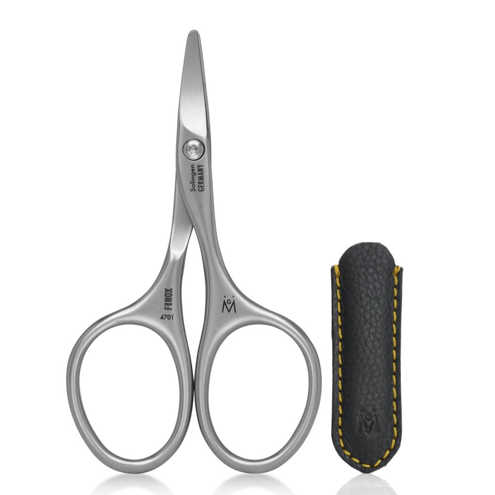 GERMANIKURE Rounded Safety Nail Scissors - FINOX Surgical Stainless Steel baby scissors and Manicure Tools in Leather Case - Self Grooming Scissors for nails Ethically Made in Solingen Germany - 4701