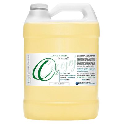Lavender Essential Oil Massage Oil Blend - Bulk 1 Gallon - Natural, Rich Carrier Oil Blend Golden Jojoba, Argan, Emu & Various Herbal Extracts - Ayurverdic Deep Tissue Spa Rub Hot Towel Ayurveda