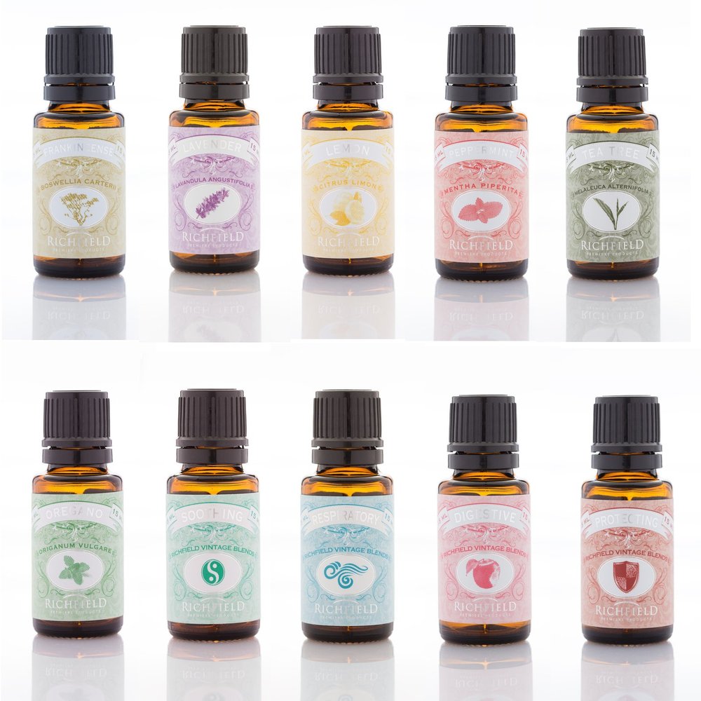10-Pack! RICHFIELD PREMIUM ESSENTIAL OILS Family Essentials Kit (LARGE 15ml Bottles)