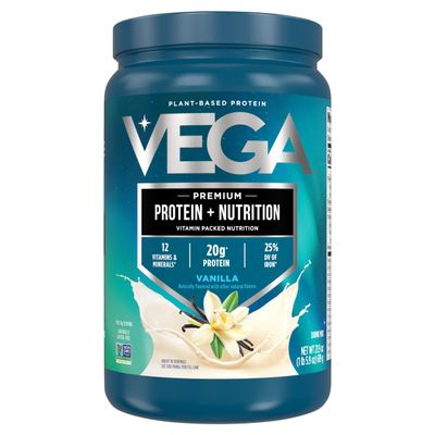 Vega Protein + Nutrition - 20g Plant-Based Pea Protein, Vanilla, 18 Servings, Vegan Keto Superfood, Antioxidant-Rich, Gluten Free, Dairy Free, Low Carb, 1.3lbs (Packaging May Vary)