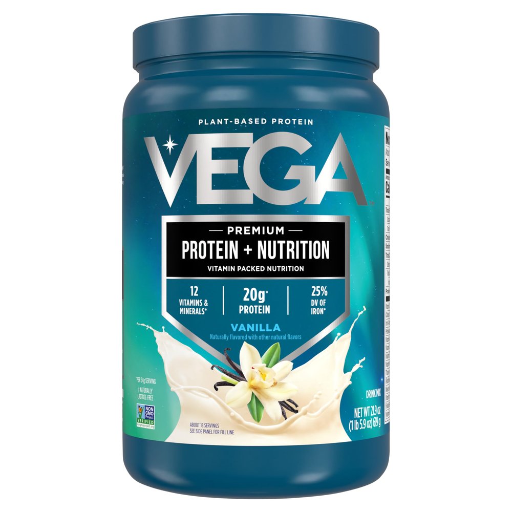 Vega Protein + Nutrition - 20g Plant-Based Pea Protein, Vanilla, 18 Servings, Vegan Keto Superfood, Antioxidant-Rich, Gluten Free, Dairy Free, Low Carb, 1.3lbs (Packaging May Vary)