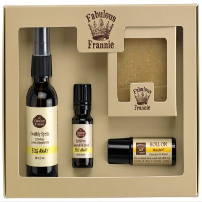 Fabulous Frannie Bug Away Wellness Gift Set Kit - All Natural Ingredients and 100% Pure Essential Oils Blend Contains Citronella, Lavender, Eucalyptus and Lemongrass Essential Oils.