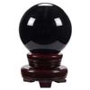 Juvale Obsidian Crystal Ball - 3.1-Inch Black Crystal Sphere with Wooden Stand - Polished Obsidian Stone Ball Decor & Scrying Orb for Meditation & Feng Shui Home Decor view 1