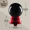 Juvale Obsidian Crystal Ball - 3.1-Inch Black Crystal Sphere with Wooden Stand - Polished Obsidian Stone Ball Decor & Scrying Orb for Meditation & Feng Shui Home Decor view 3