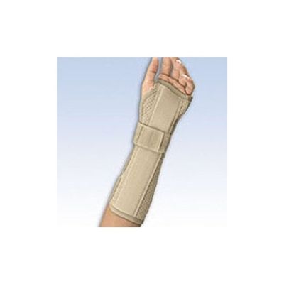 10 Perforated Suede-Finish Wrist & Forearm Brace, Right Small Beige