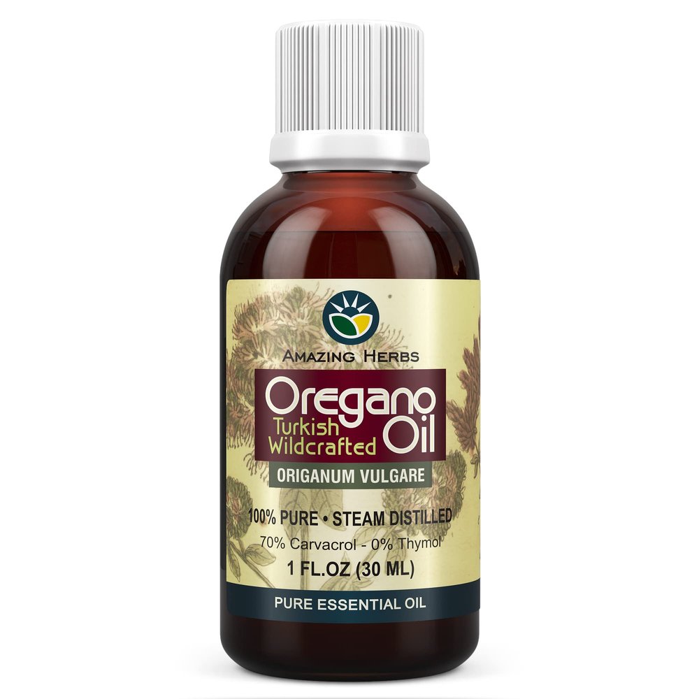 Amazing Herbs Pure Oregano Essential Oil - 100% Pure Oregeno Oil, Improves Cardiovascular Health and Promotes Gastrointestinal and Respiratory Health - 1 Fl Oz