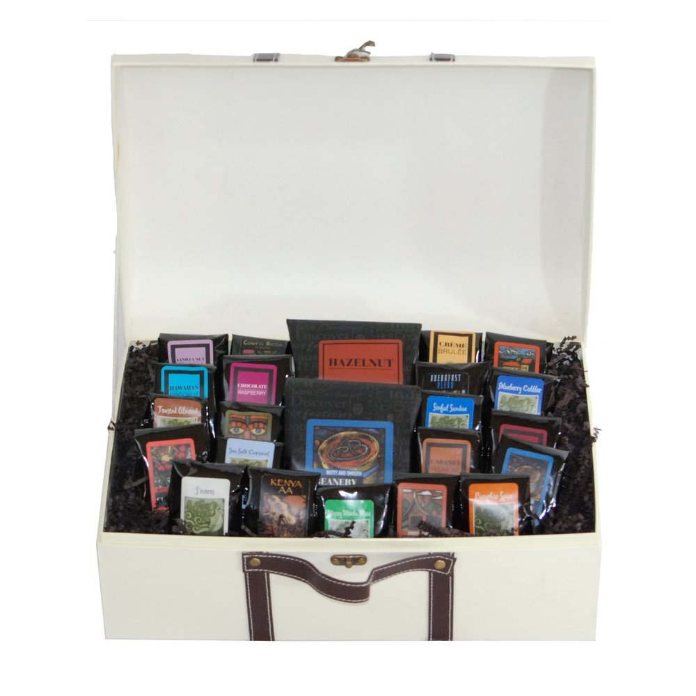 Deluxe Coffee Gift Trunk | Coffe Gift Basket with (2)12oz Bags | Light-Medium Roast Coffee Beanery