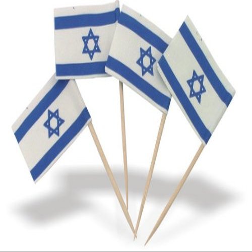 15x23cm 100 Pack Israeli Flags on Toothpick