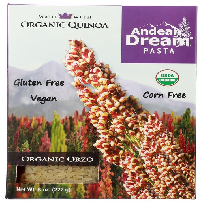 Andean Dream Gluten Free Organic Orzo Quinoa Pasta - Case of 12 - 8 oz.