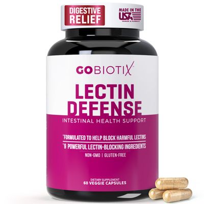 GOBIOTIX Lectin Defense - Lectin Blocker Supplement for Leaky Gut with MSM and Digestive Enzymes - Aids in Intestinal Health for Women and Men - Non-GMO + Gluten Free - 60 Capsules (1)