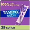 Tampax Radiant Tampons, Super Absorbency, With Leakguard Braid, Unscented, 28 Count view 1