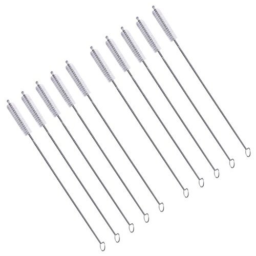 WAF Straw Brush, Washing Brushes Tool Nylon Skinny Pipe Tube Cleaner 173mm x5mm Set of 10