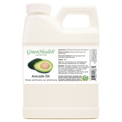 Avocado Carrier Oil  16 fl oz (473 ml) Plastic Jug w/Cap  100% Pure Carrier Oil - GreenHealth