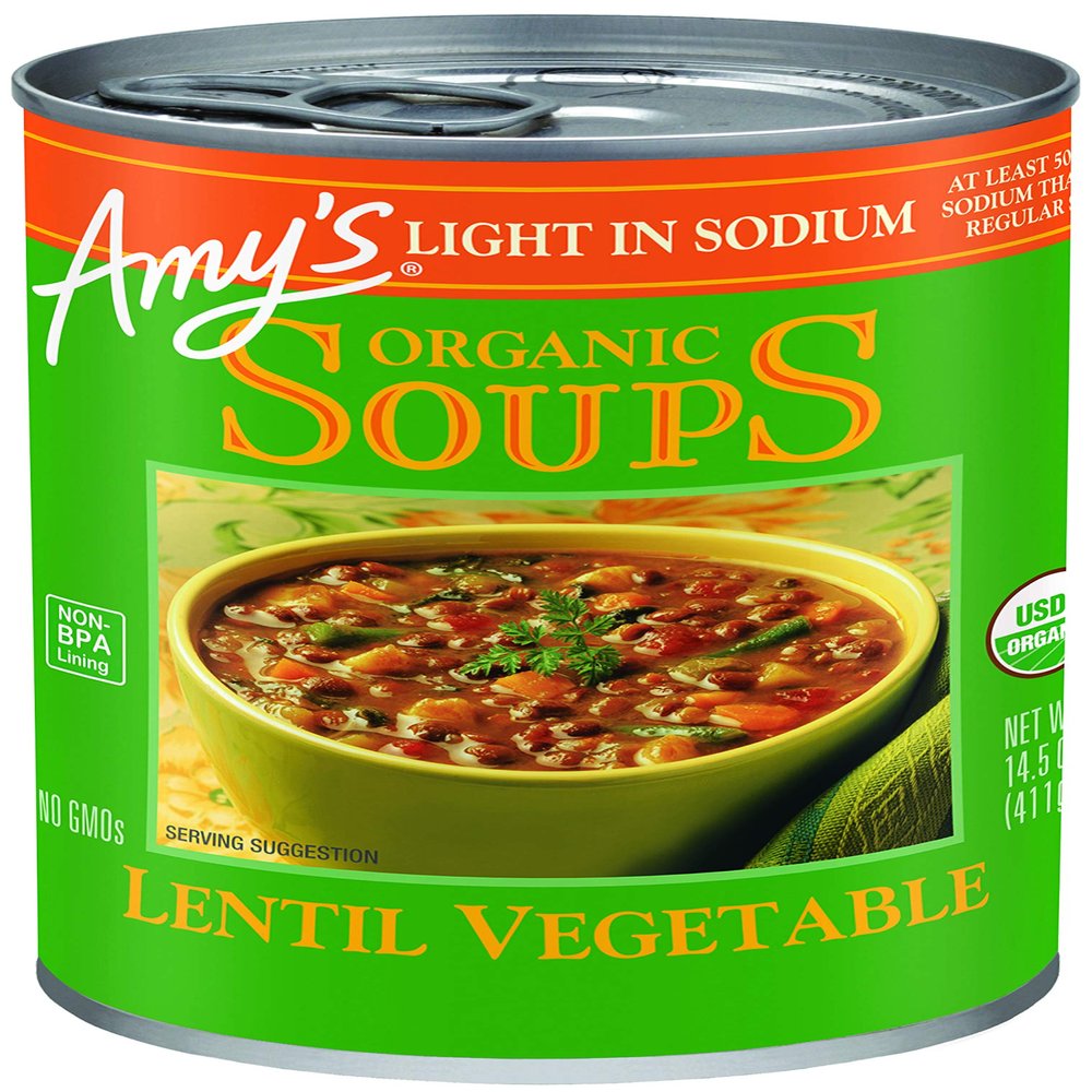 Amy's Kitchen Low Sodium Lentil vegetable Soup, 14.5-ounce Cans (Pack of 12)