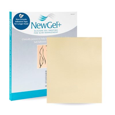 NewGel+ Advanced Silicone Professional Scar Treatment Tape for Irregular Shaped Scars from Surgery, Injury, Keloids, Burns, REUSABLE, 5" x 6" (1 Count) (Beige)