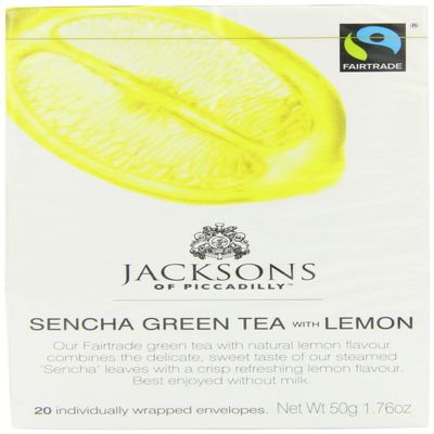 Jacksons of Piccadilly Sencha Green Tea with Lemon 20 per pack - Pack of 6