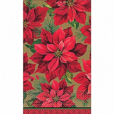 16 Count Red Poinesstia Guest Towels 4.5" x 7.5" - folded